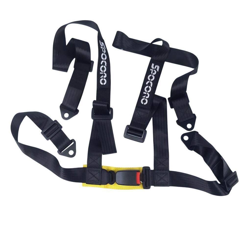 Spocoro 4 Point Racing Harness 2" Heavy Duty Shoulder Pads Black UTV ATV Belt